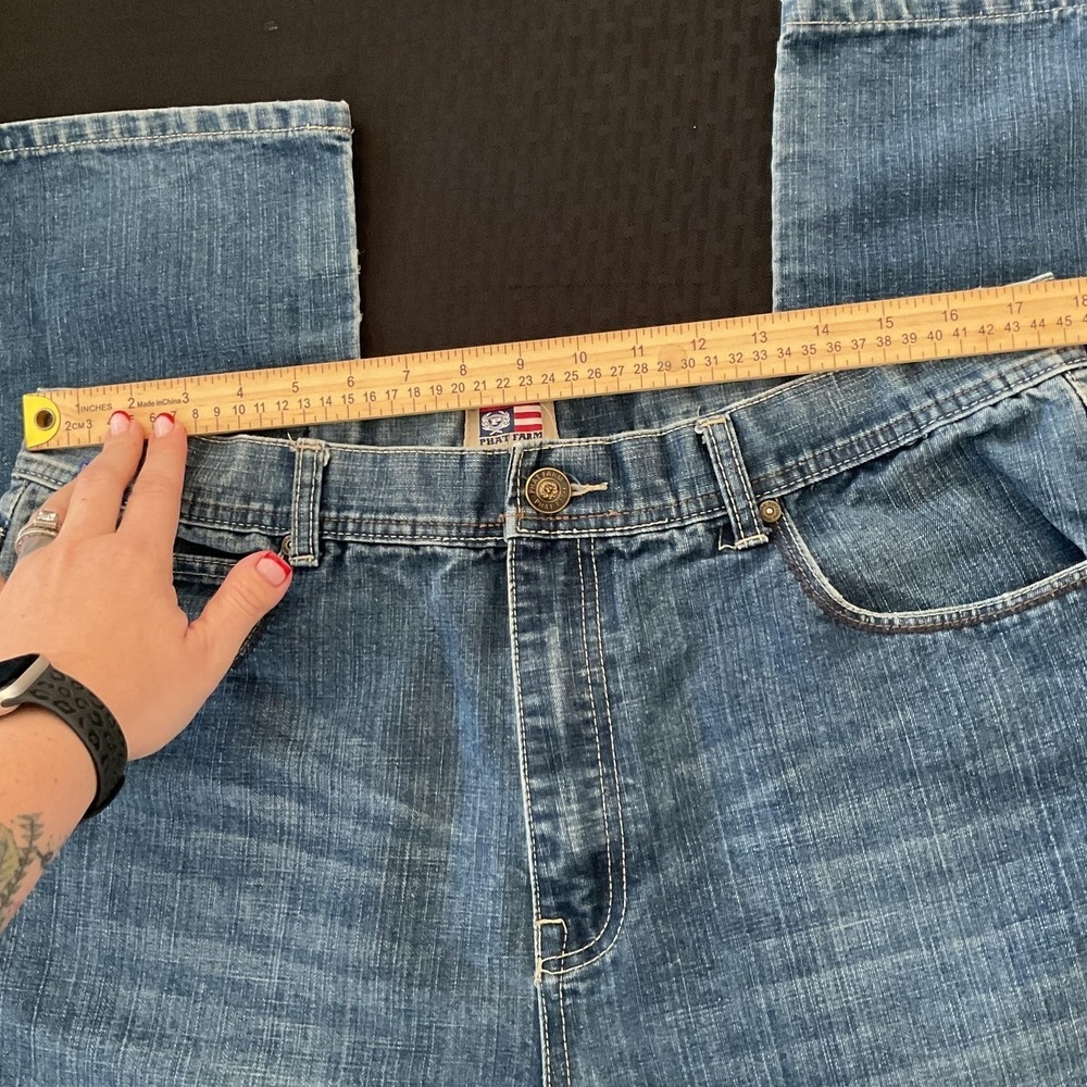 Phat Farm Jeans Mens 38x34 Blue Relaxed Straight Original Flava Embroidered - Picture 7 of 10